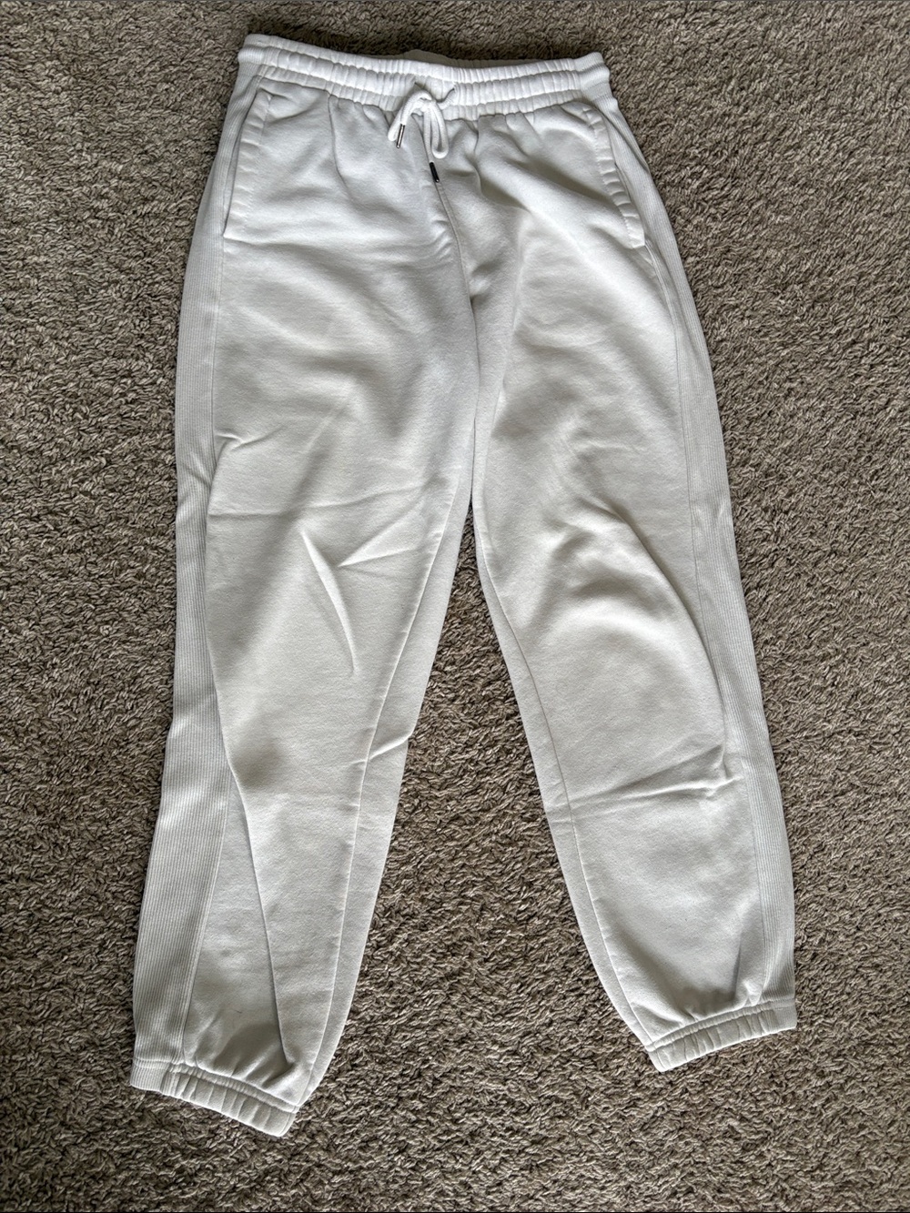 Women’s White Cozy Drawstring Jogger Pajama Pants